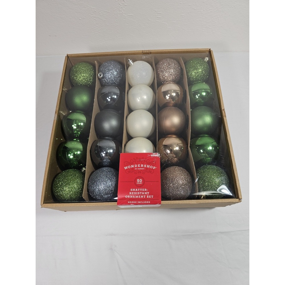 Wondershop 50 Count Ornament Set Shatter Resistant‎ Multiple Colors
